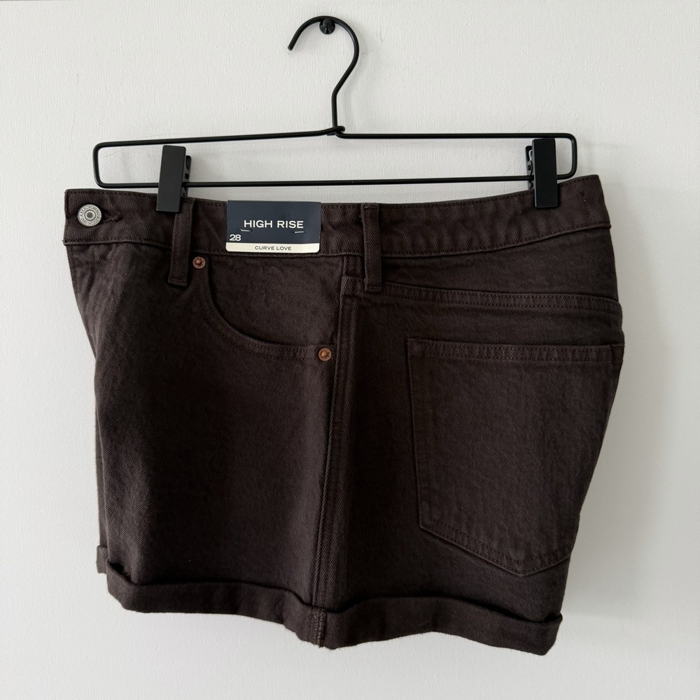 Abercrombie & Fitch High Rise Denim Micro Shorts Size 28 Brown Curve Love Denim - Picture 4 of 8
